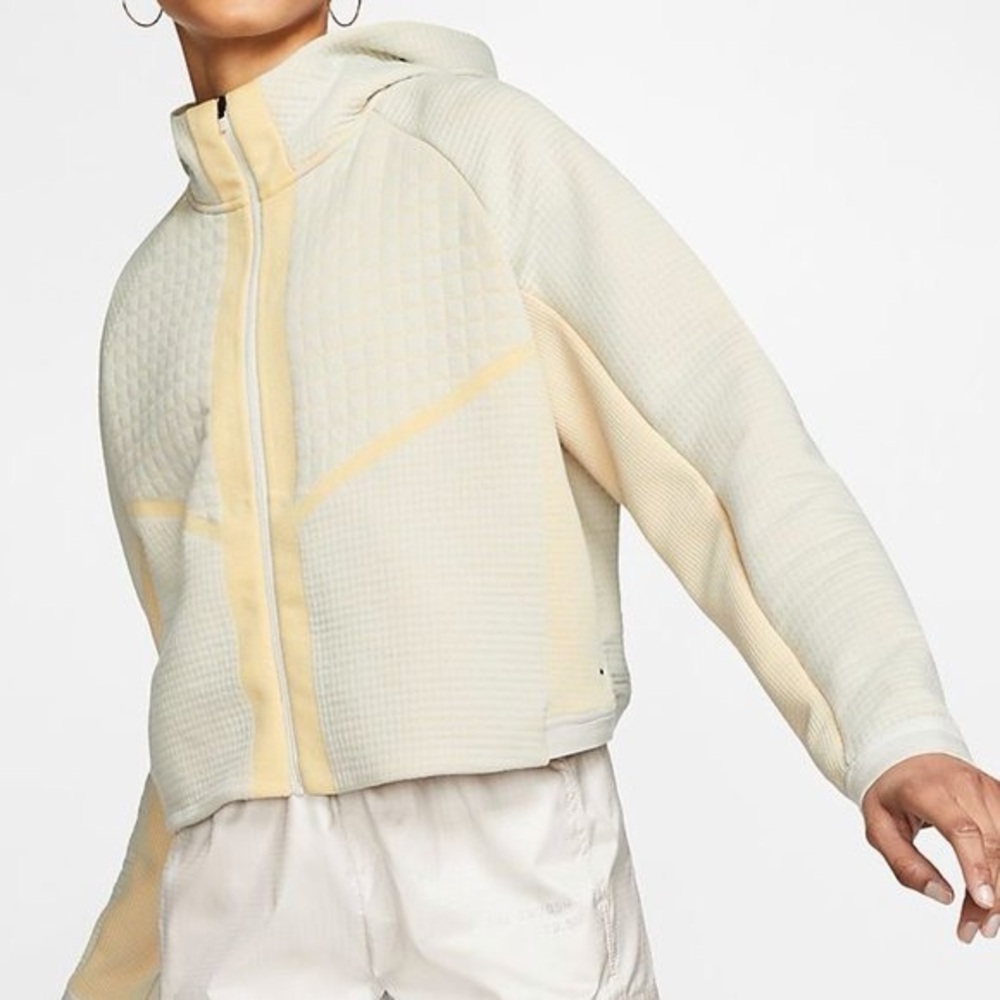 Nike Women’s Cropped Zip Hoodie Textured Waffle Knit Neutral Small Hard to Find!